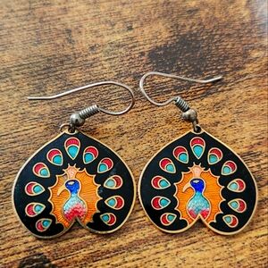 Vintage peacock earrings